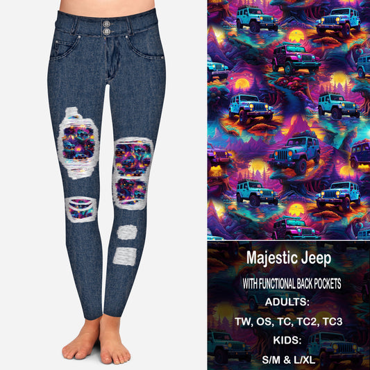 Majestic Jeep Faux Denim Peekaboo Leggings with Pockets Preorder Closes 9/18  eta Late October