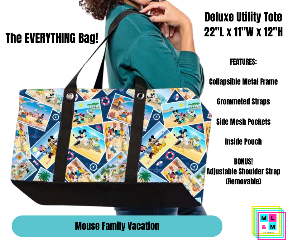 Mouse Family Vacation Collapsible Tote