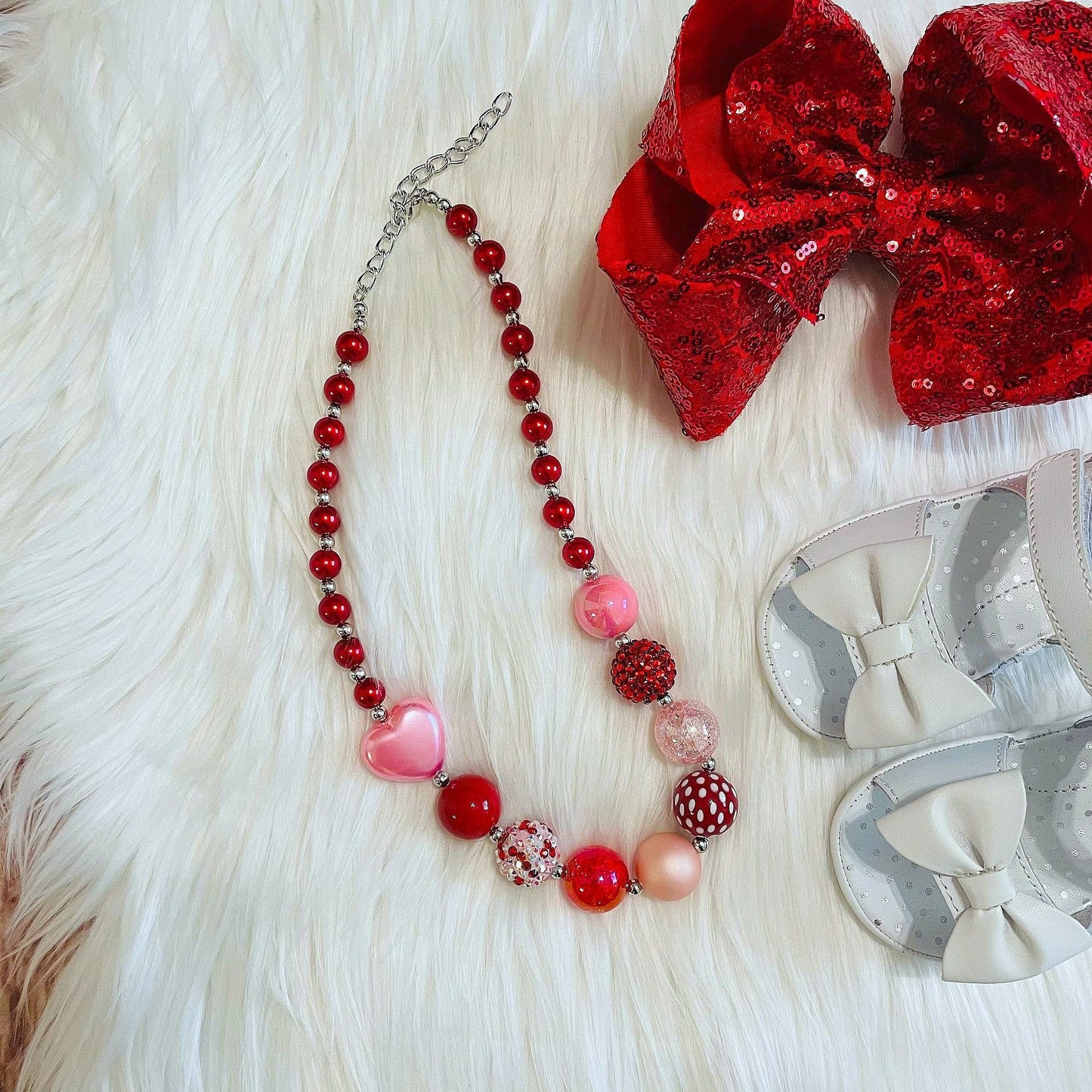 Be My Valentine Red & Pink Bubblegum Necklace