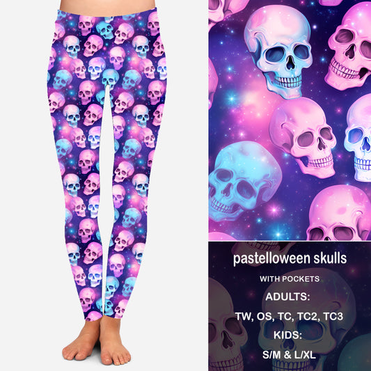 PASTELLOWEEN SKULLS - Leggings & Capris with Pockets Preorder Closes 7/31
