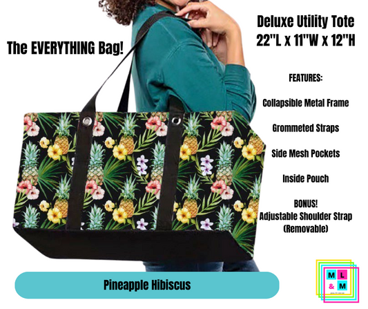 Pineapple Hibiscus Collapsible Tote