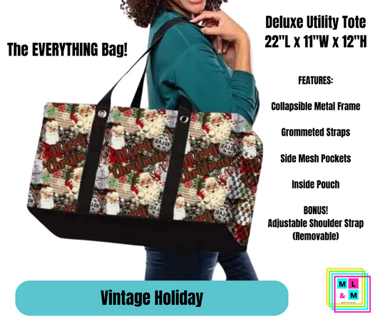 Vintage Holiday Collapsible Tote