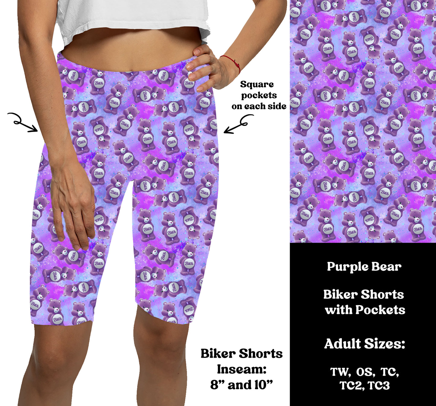 PURPLE BEAR -  Bike Shorts with Pockets Preorder Closes  7/29