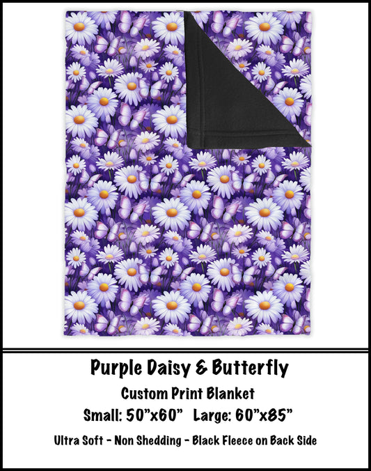 Purple Daisy & Butterfly Fleece Blanket - preorder closes 8/7 eta 8-10 weeks