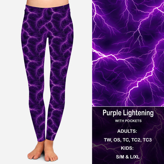 PURPLE LIGHTENING - Leggings & Capris with Pockets Preorder Closes 7/31