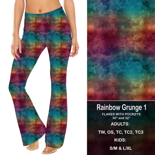 Rainbow Grunge 1 - Yoga Flares with Pockets Preorder Closes 2/23