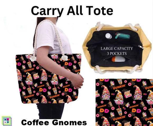 Coffee Gnomes Carry All Tote w/ Zipper