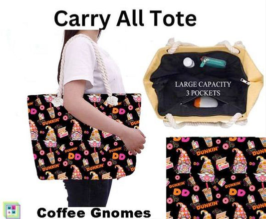Coffee Gnomes Carry All Tote w/ Zipper