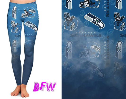 Seattle Football smoke print Leggings with pockets