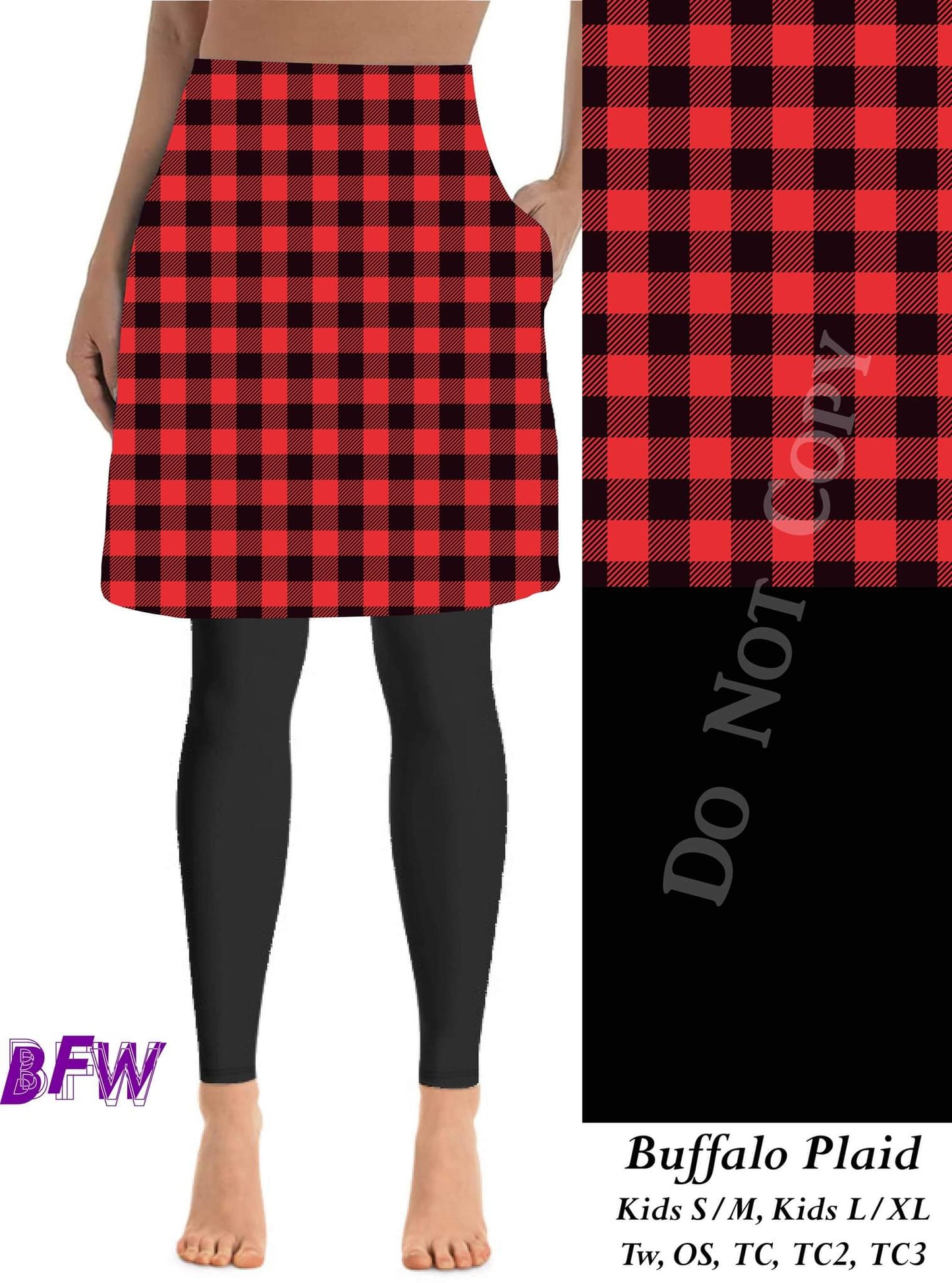 Buffalo plaid skirted leggings