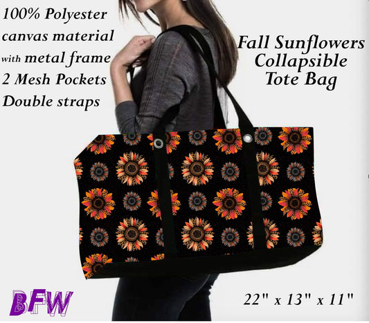 Fall sunflower large tote and 2 inside mesh pockets