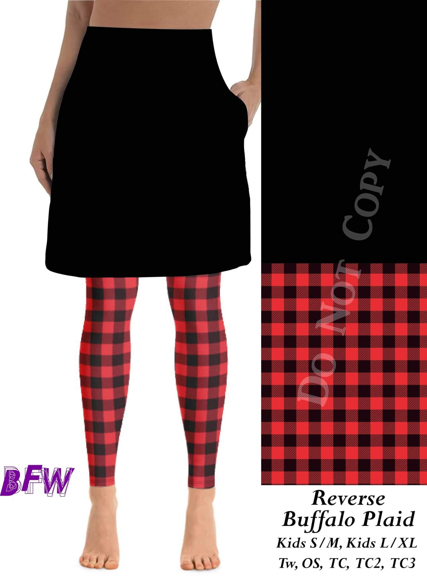 Black skirt buffalo plaid bottom skirted leggings