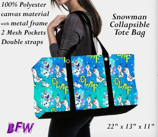 Snowman large tote and 2 inside mesh pockets