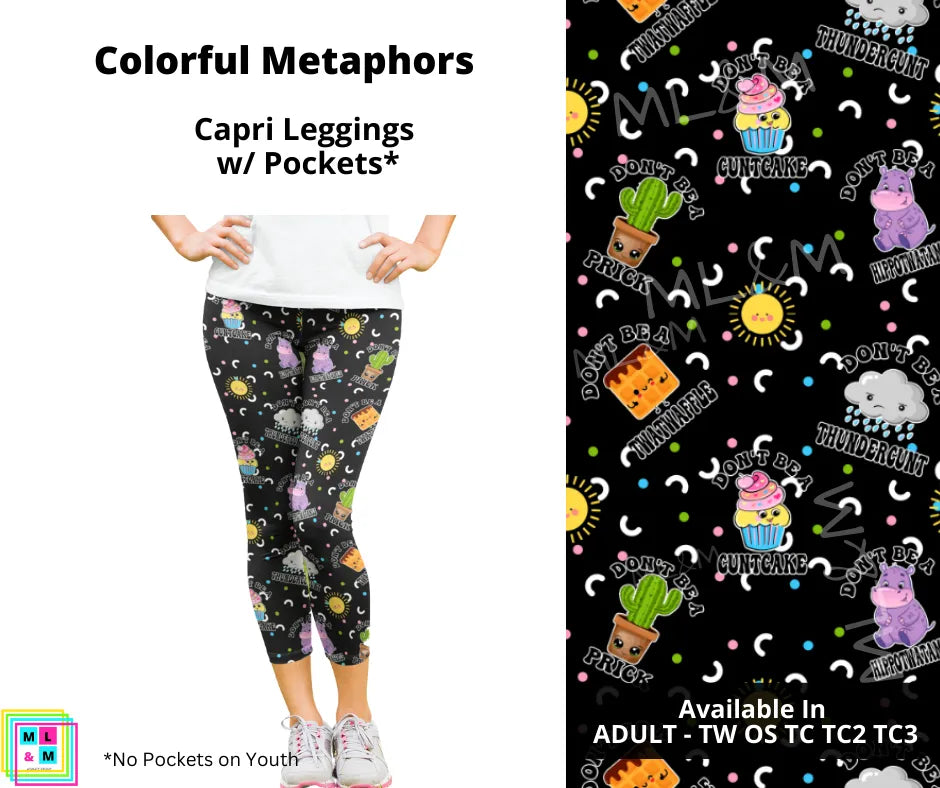 Colorful Metaphors Capri Length w/ Pockets