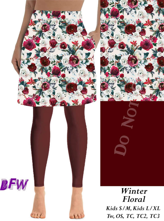 Winter Floral skirted leggings