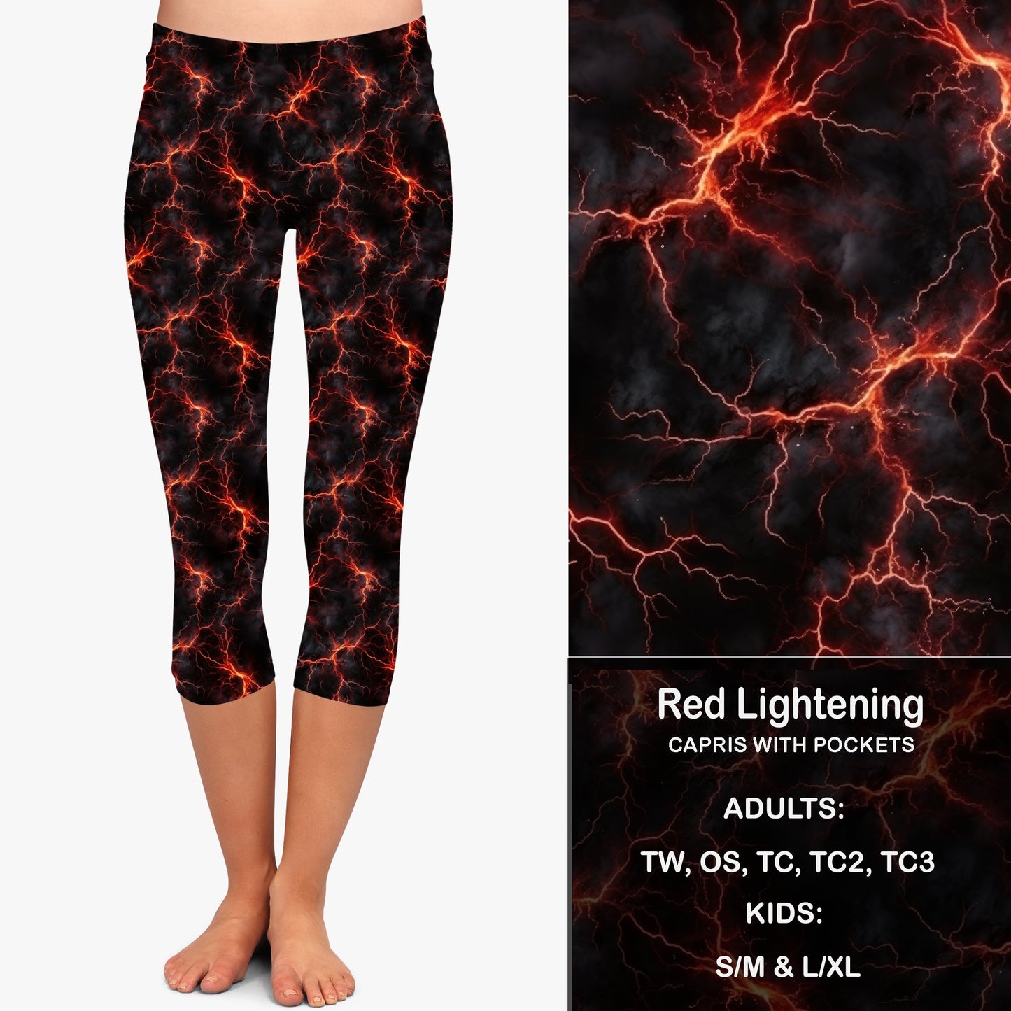 RED LIGHTENING - Leggings & Capris with Pockets Preorder Closes 7/31