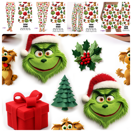 Felted Grinch leggings with pockets