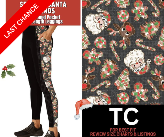 Sparkle Santa Friends Side Panel Pocket Full Length Leggings