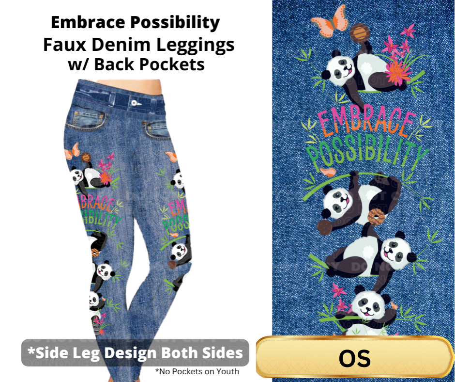 Embrace Possibility Full Length Faux Denim w/ Side Leg Designs
