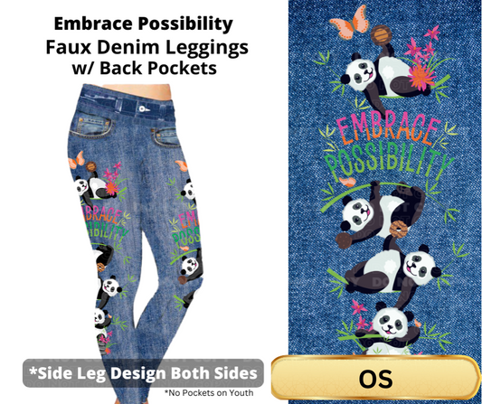 Embrace Possibility Full Length Faux Denim w/ Side Leg Designs