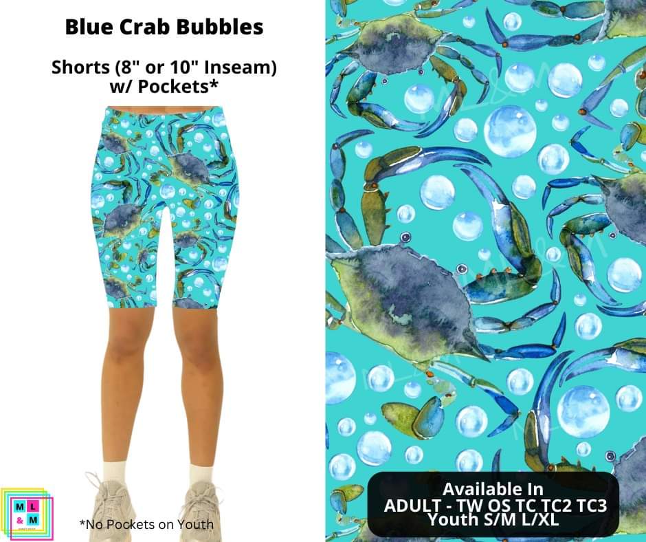 Blue Crab Bubbles Shorts w/ Pockets
