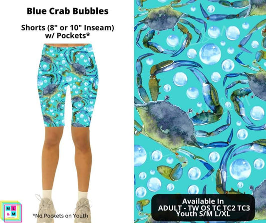 Blue Crab Bubbles Shorts w/ Pockets