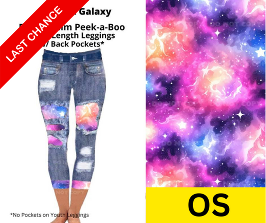 Fuchsia Galaxy Capri Faux Denim Peekaboo