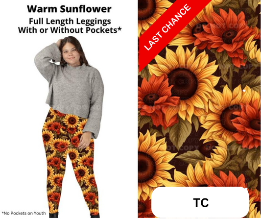 Warm Sunflower Full Length Leggings w/ Pockets