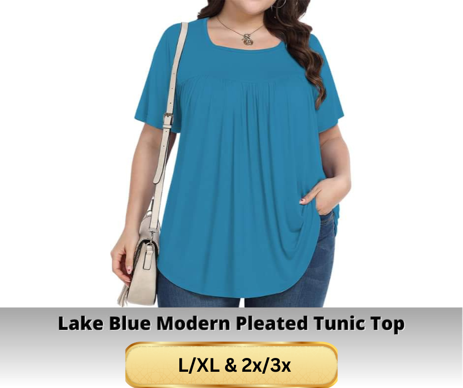 Lake Blue Pleated Tunic Top