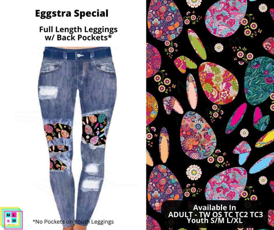 Eggstra Special Faux Denim Full Length Peekaboo Leggings