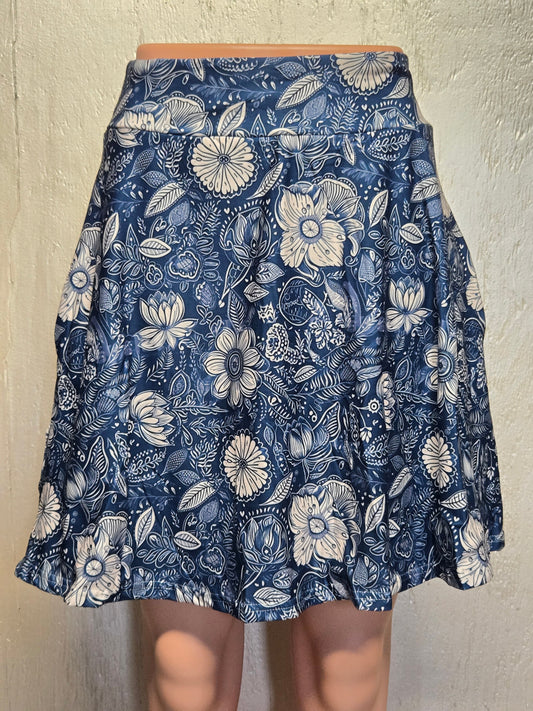 Floral drawing on Navy Skorts and capris with pockets