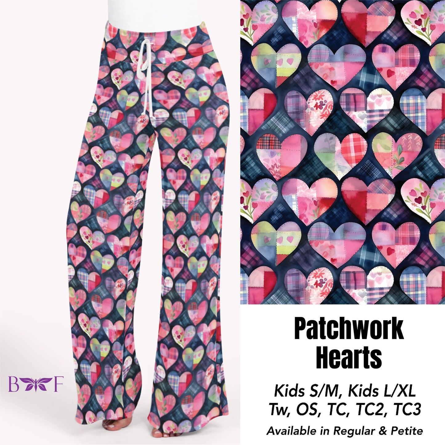 Patchwork hearts leggings and capris with pockets