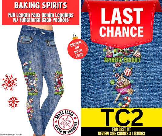 Baking Spirits Full Length Faux Denim w/ Side Leg Designs