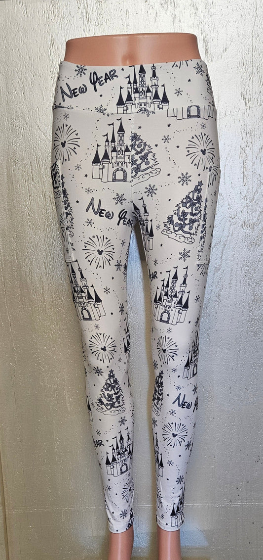 New Years Castle leggings with pockets