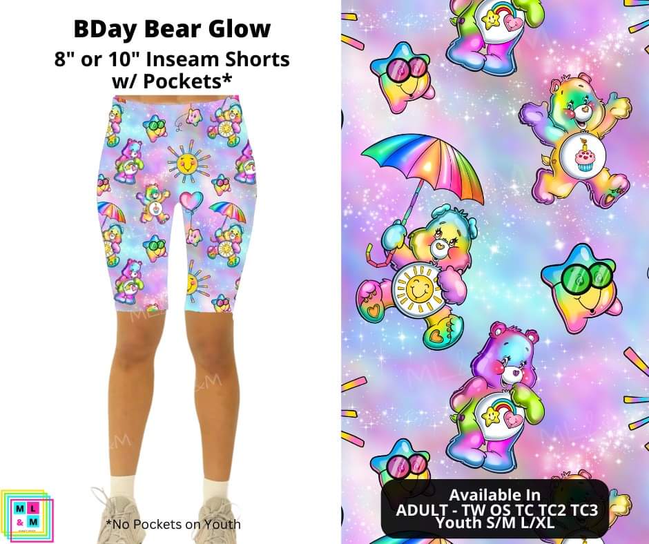 BDay Bear Glow Shorts w/ Pockets