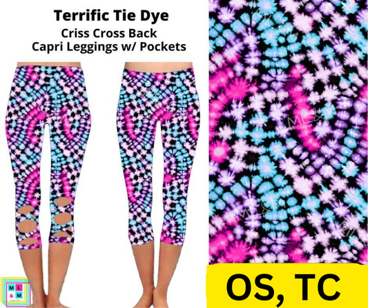 Terrific Tie Dye Criss Cross Capri w/ Pockets