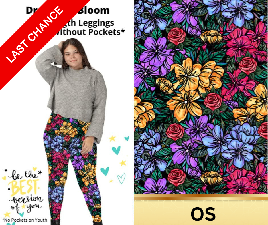 Drawn To Bloom Full Length Leggings w/ Pockets