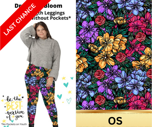 Drawn To Bloom Full Length Leggings w/ Pockets