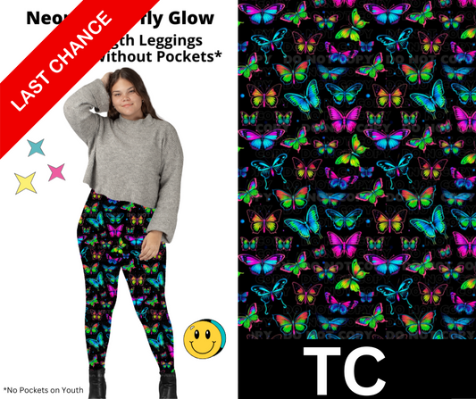 Neon Butterfly Glow Full Length Leggings w/ Pockets