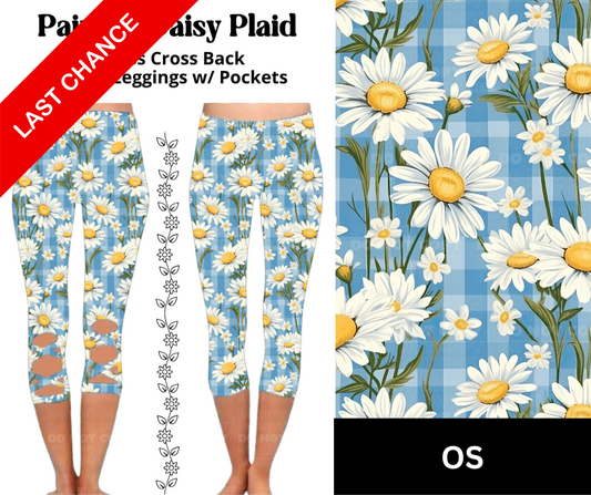 Painted Daisy Plaid Criss Cross Capri w/ Pockets