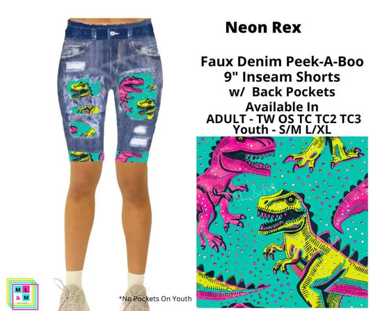 Neon Rex Faux Denim Jamaica Shorts
