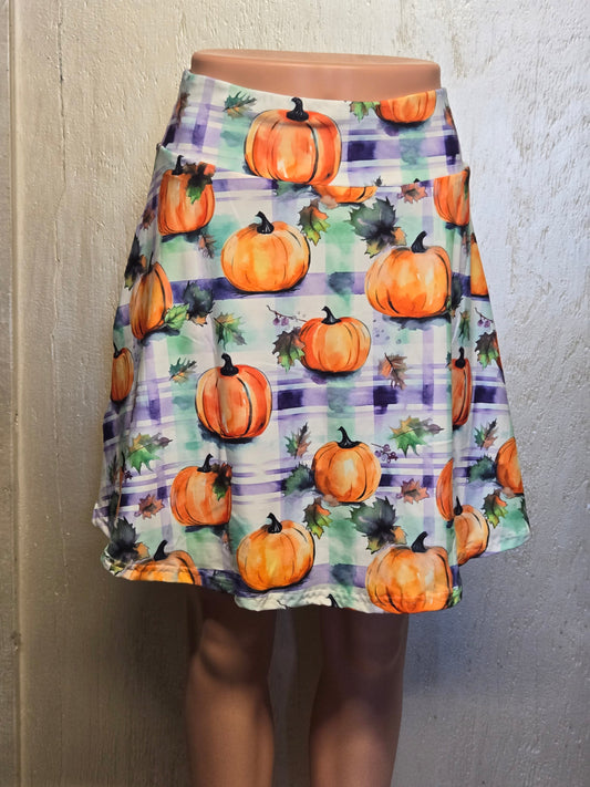Plaid pumpkin capris and skorts with pockets