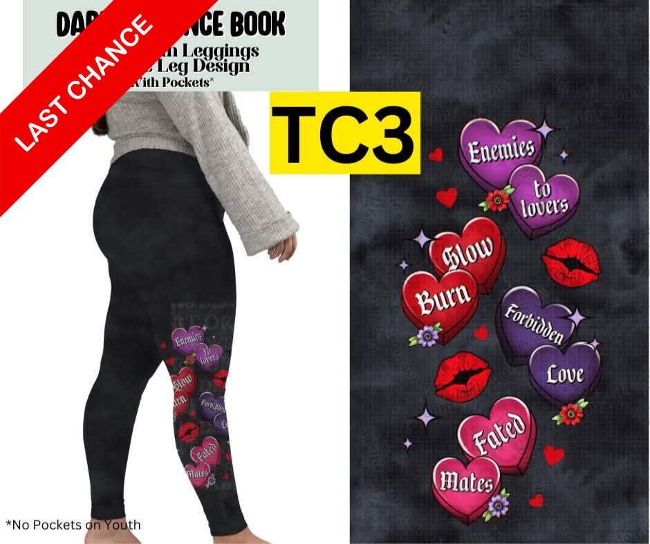 Dark Romance Book Full Length Leggings w/ Side Leg Designs