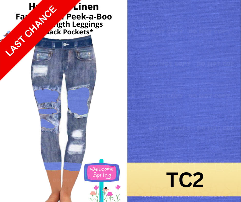 Hyacinth Linen Capri Faux Denim Peekaboo