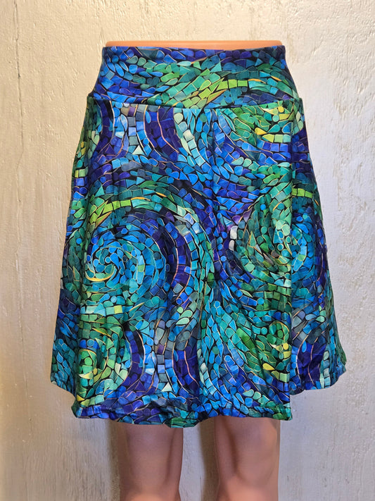 Green gemstone swirl  capris and skorts with pockets