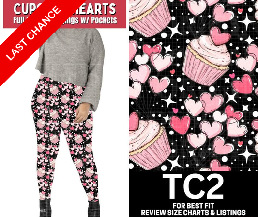 Cupcake Hearts Full Length Leggings w/ Pockets