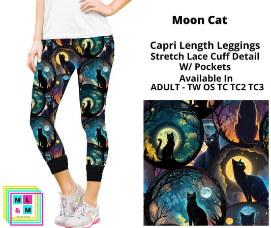 Moon Cat Lace Cuff Capris w/ Pockets
