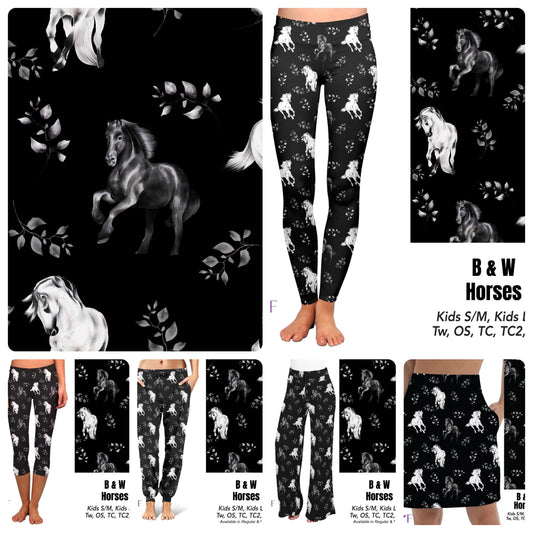 B&W horses capris with pockets