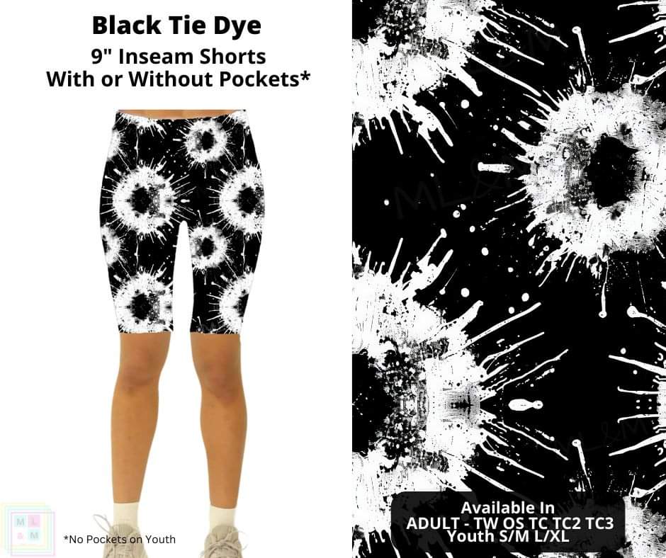 Black Tie Dye Shorts w/ Pockets