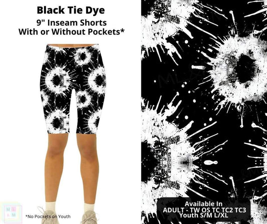 Black Tie Dye Shorts w/ Pockets